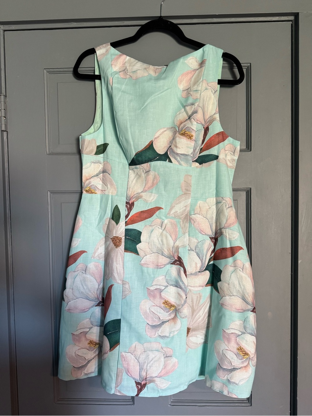 Sleeveless Mint Floral Fit-and-Flare Mini Dress